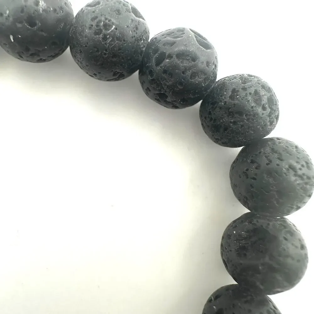 Rose Quartz Shamballa Bracelet Boho Bracelet Lot of 2 Black Lava Stone Beads